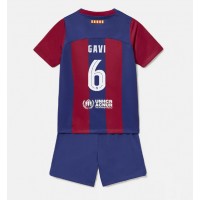 Barcelona Paez Gavi #6 Hjemme Trøje Børn 2023-24 Kortærmet (+ Korte bukser)